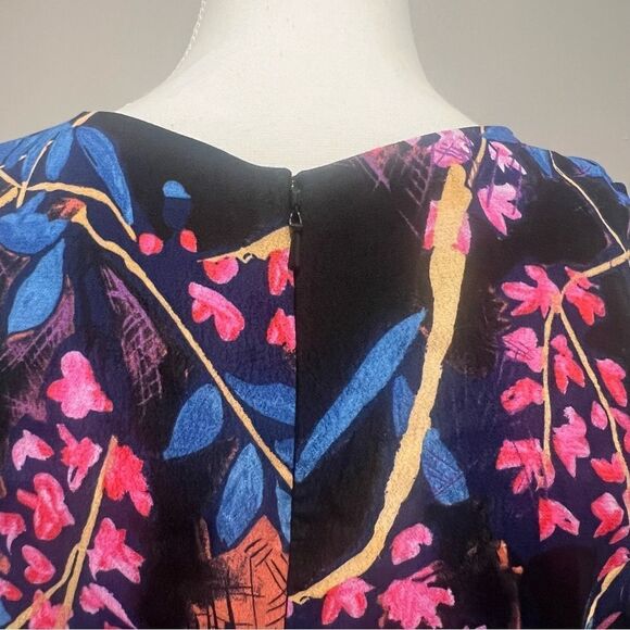 NWOT Anthropologie MAEVE Elia Cold Shoulder midi Dress In Navy Motif size US 8 - Picture 6 of 9